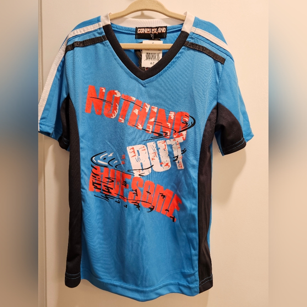 sz7 blue shirt & shorts soccer set nwt "NOTHING BUT‎ AWESOME" blokecore ladcore